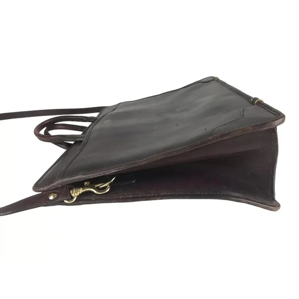 Dilana Briefcase Document‎ Case Unisex Brown Leather Detachable Strap Bag